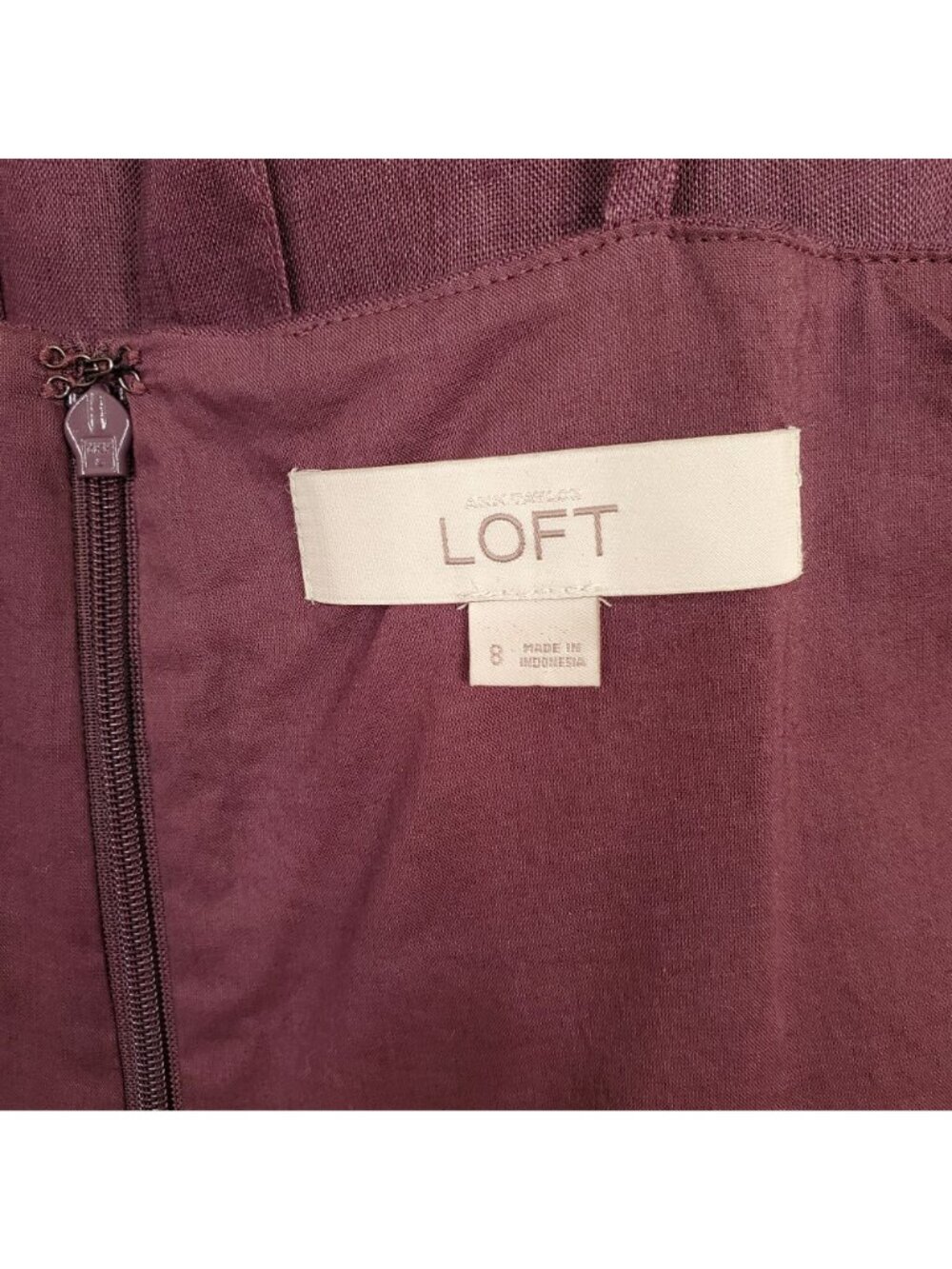 Ann Taylor Loft Size 8 Dress Linen Layered Sleeveless Lined Sheath Knee Purple - Picture 8 of 8